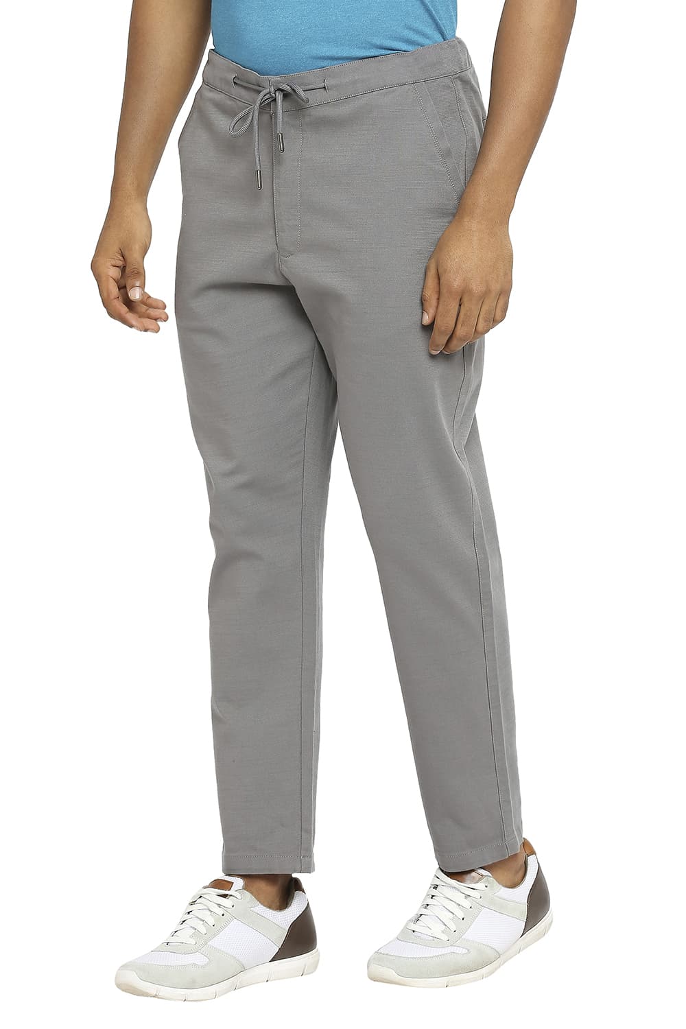 BASICS RELAXED FIT COTTON VISCOSE STRETCH DOBBY TROUSERS