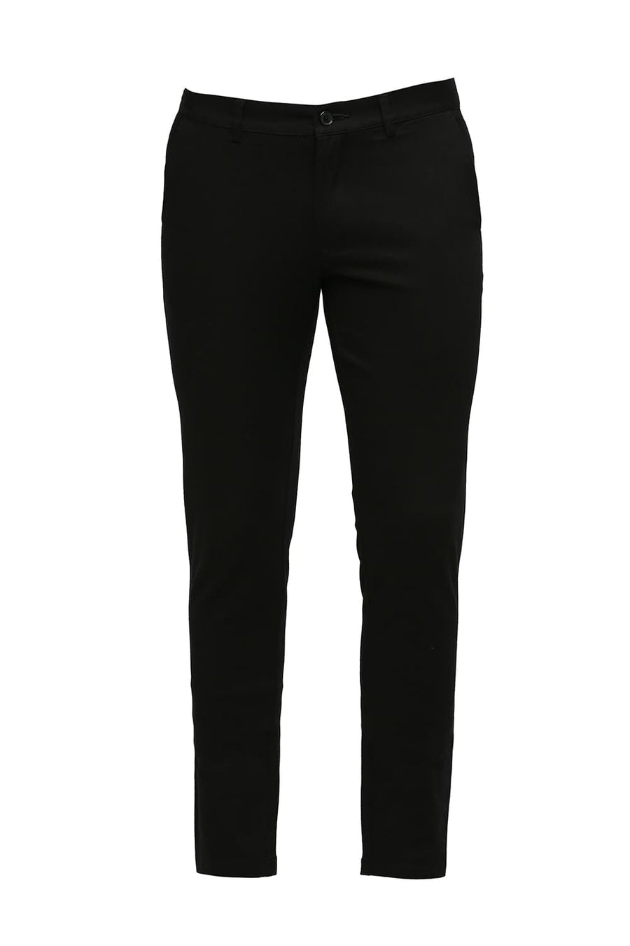 BASICS TAPERED FIT PIRATE BLACK COTTON STRETCH DOBBY TROUSERS