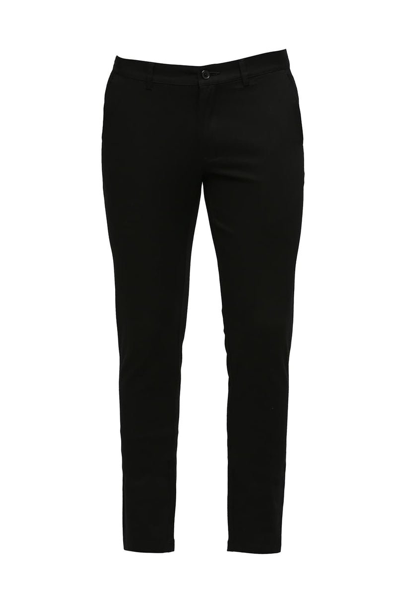 BASICS TAPERED FIT COTTON STRETCH DOBBY TROUSERS