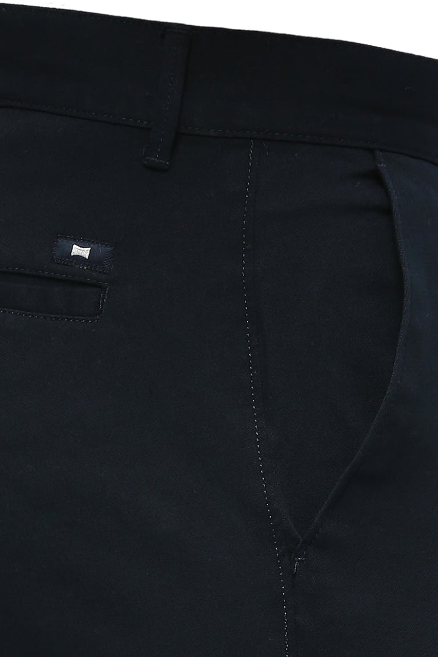 BASICS TAPERED FIT NAVY GRAPHITE COTTON STRETCH DOBBY TROUSERS