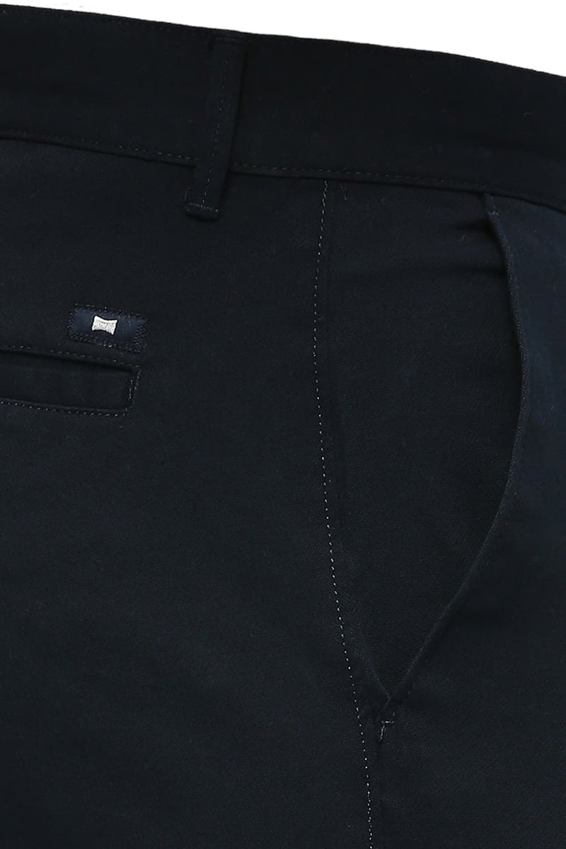 BASICS TAPERED FIT COTTON STRETCH DOBBY TROUSERS