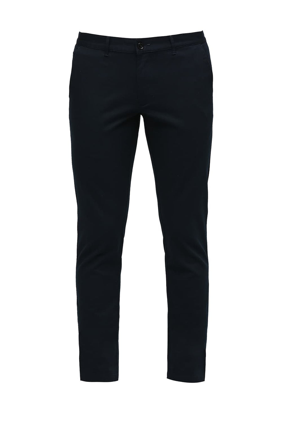 BASICS TAPERED FIT NAVY GRAPHITE COTTON STRETCH DOBBY TROUSERS