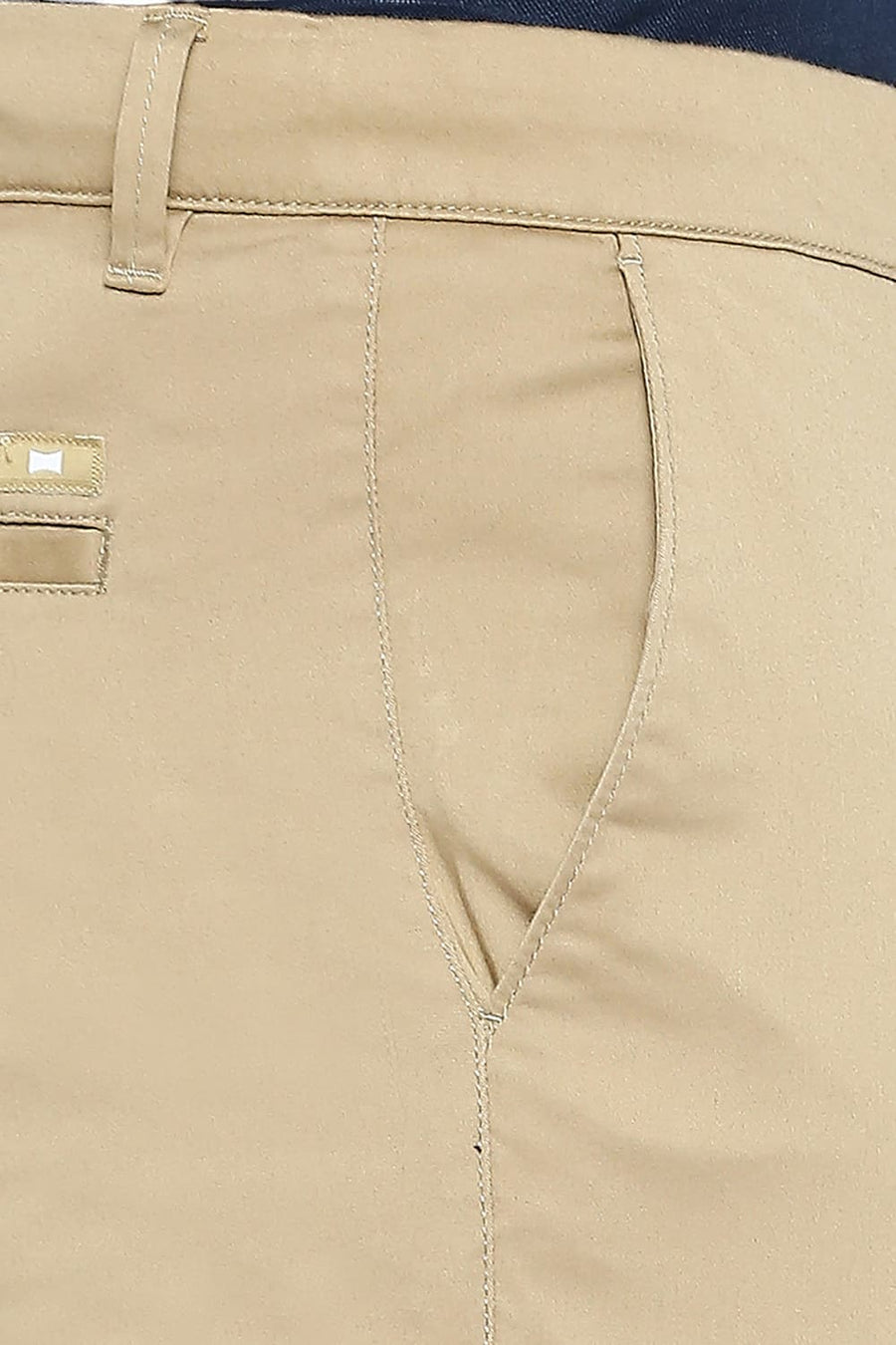 BASICS TAPERED FIT INCENSE KHAKI COTTON STRETCH TROUSERS