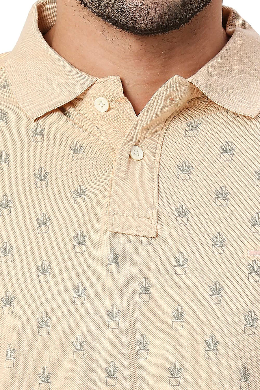 BASICS MUSCLE FIT APPLE BLOSSOM COTTON POLO T-SHIRT