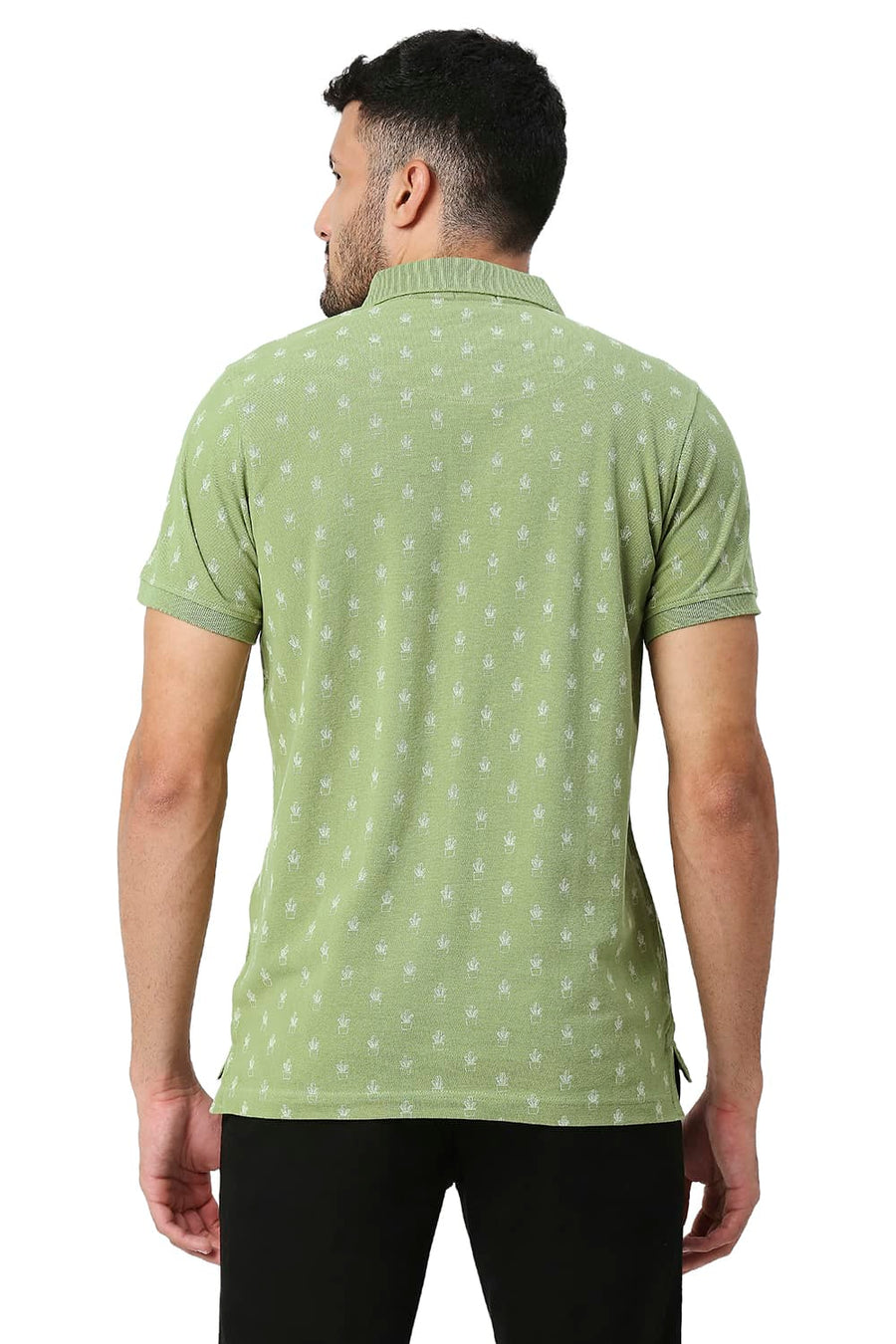 BASICS MUSCLE FIT VETIVER COTTON POLO T-SHIRT