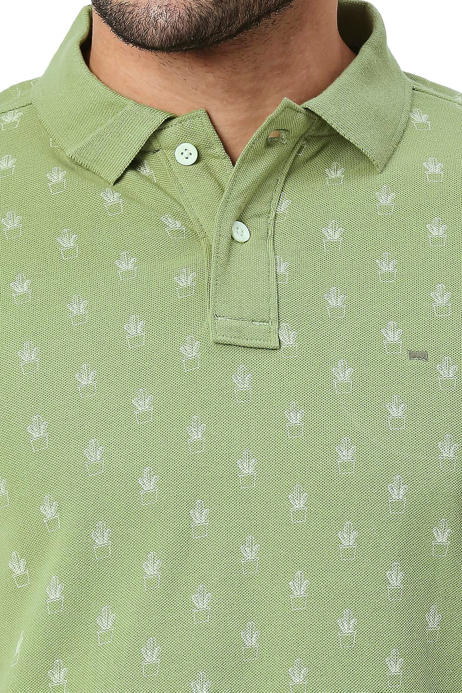 BASICS MUSCLE FIT VETIVER COTTON POLO T-SHIRT