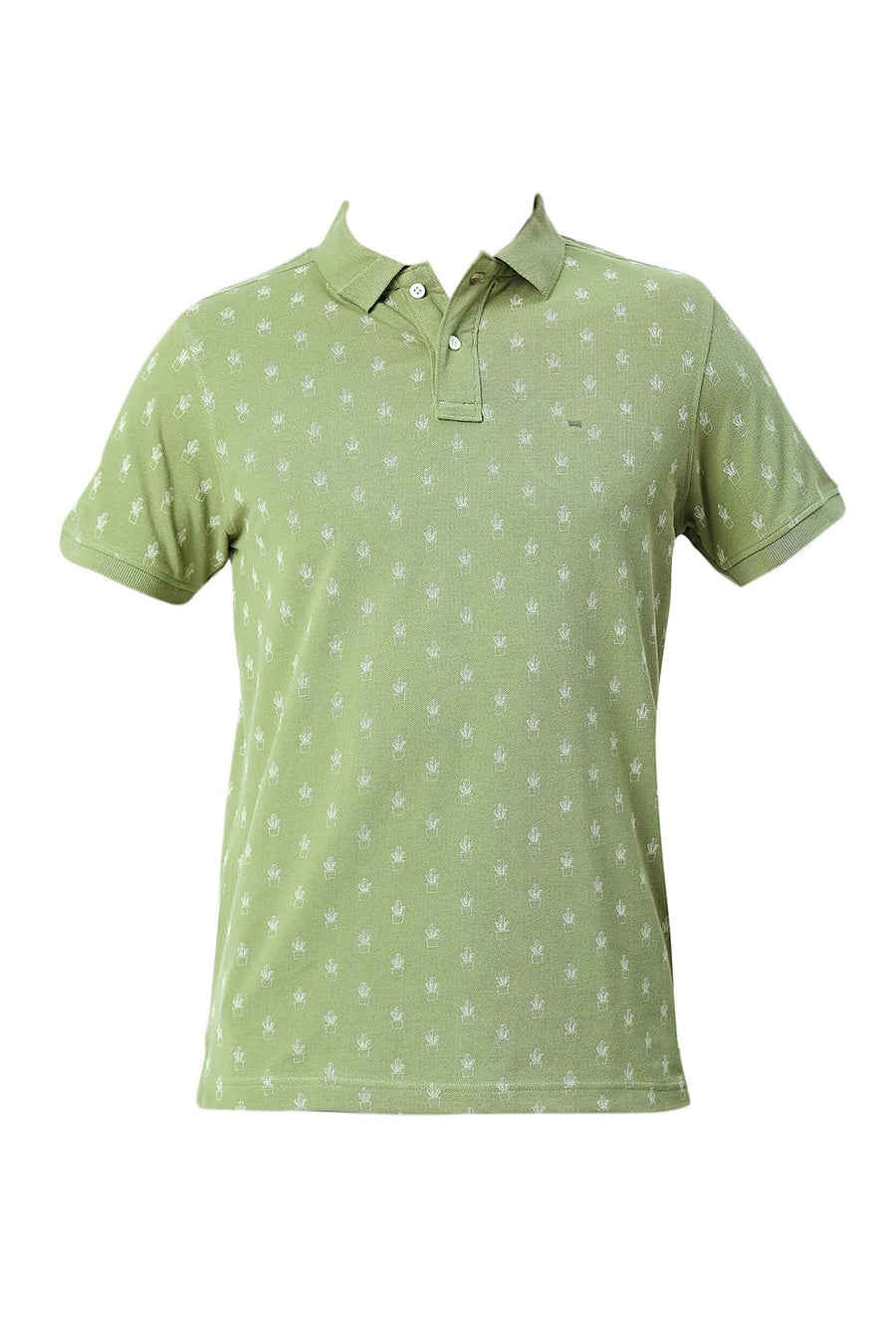 BASICS MUSCLE FIT VETIVER COTTON POLO T-SHIRT