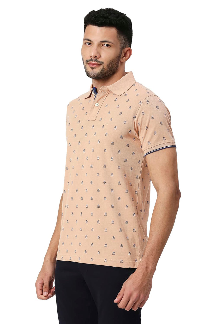 BASICS MUSCLE FIT MAPLE SUGAR COTTON POLYESTER POLO T-SHIRT