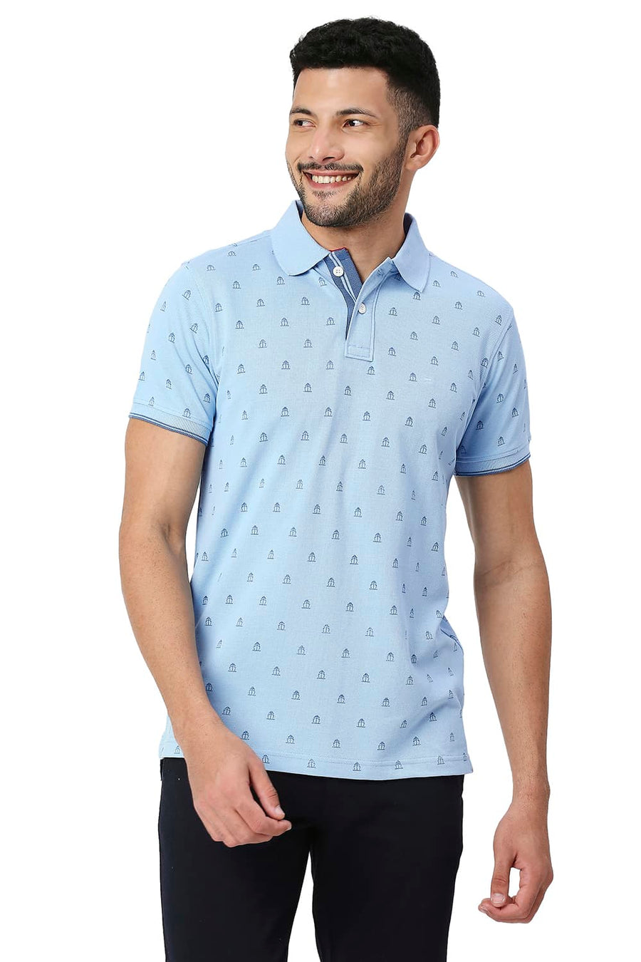 BASICS MUSCLE FIT ANGEL FALLS COTTON POLYESTER POLO T-SHIRT