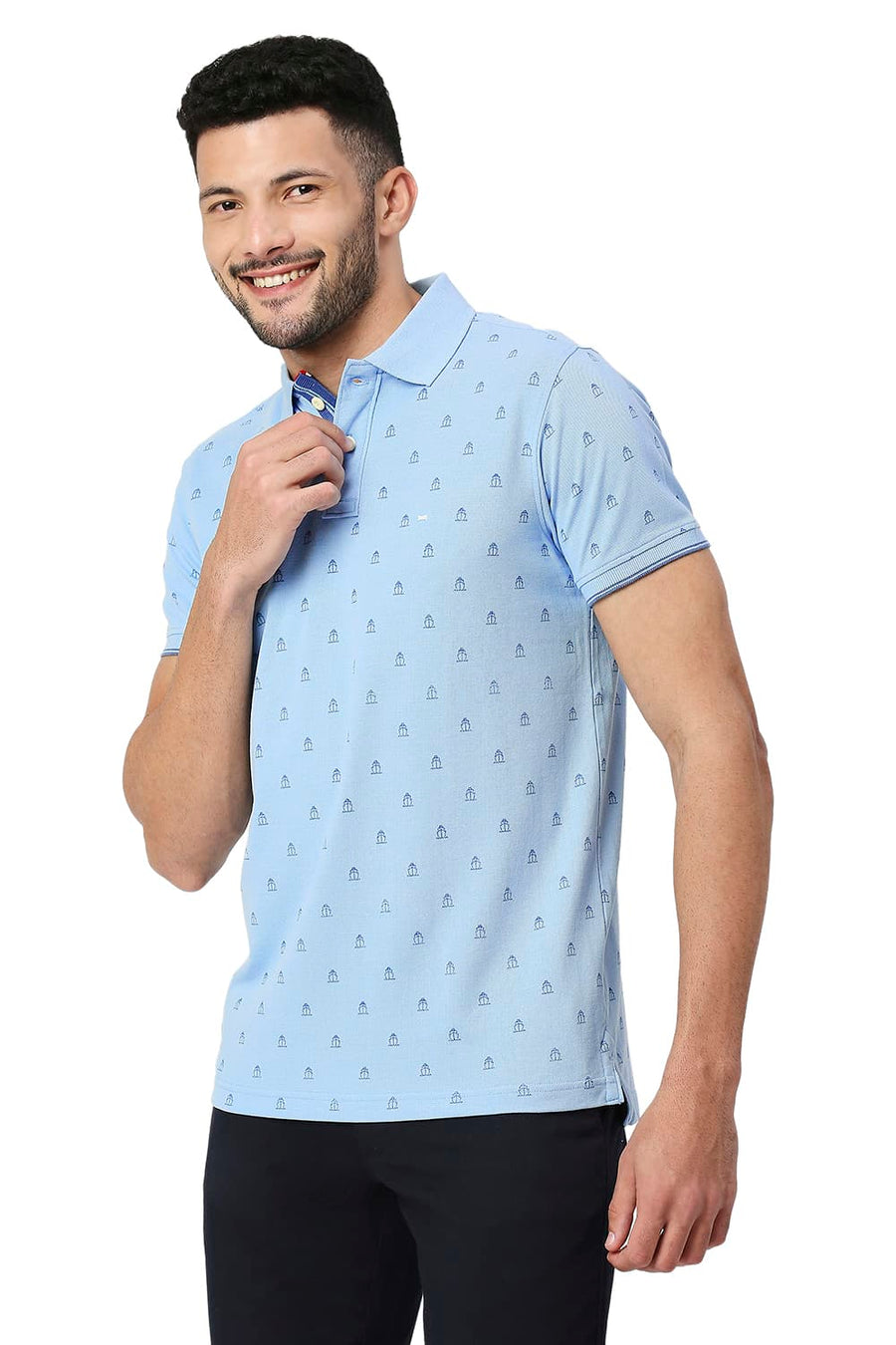 BASICS MUSCLE FIT ANGEL FALLS COTTON POLYESTER POLO T-SHIRT