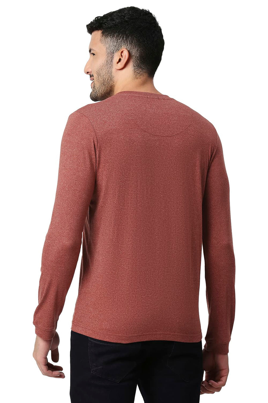 BASICS MUSCLE FIT ROSE DAWN COTTON POLYESTER HENLEY T-SHIRT