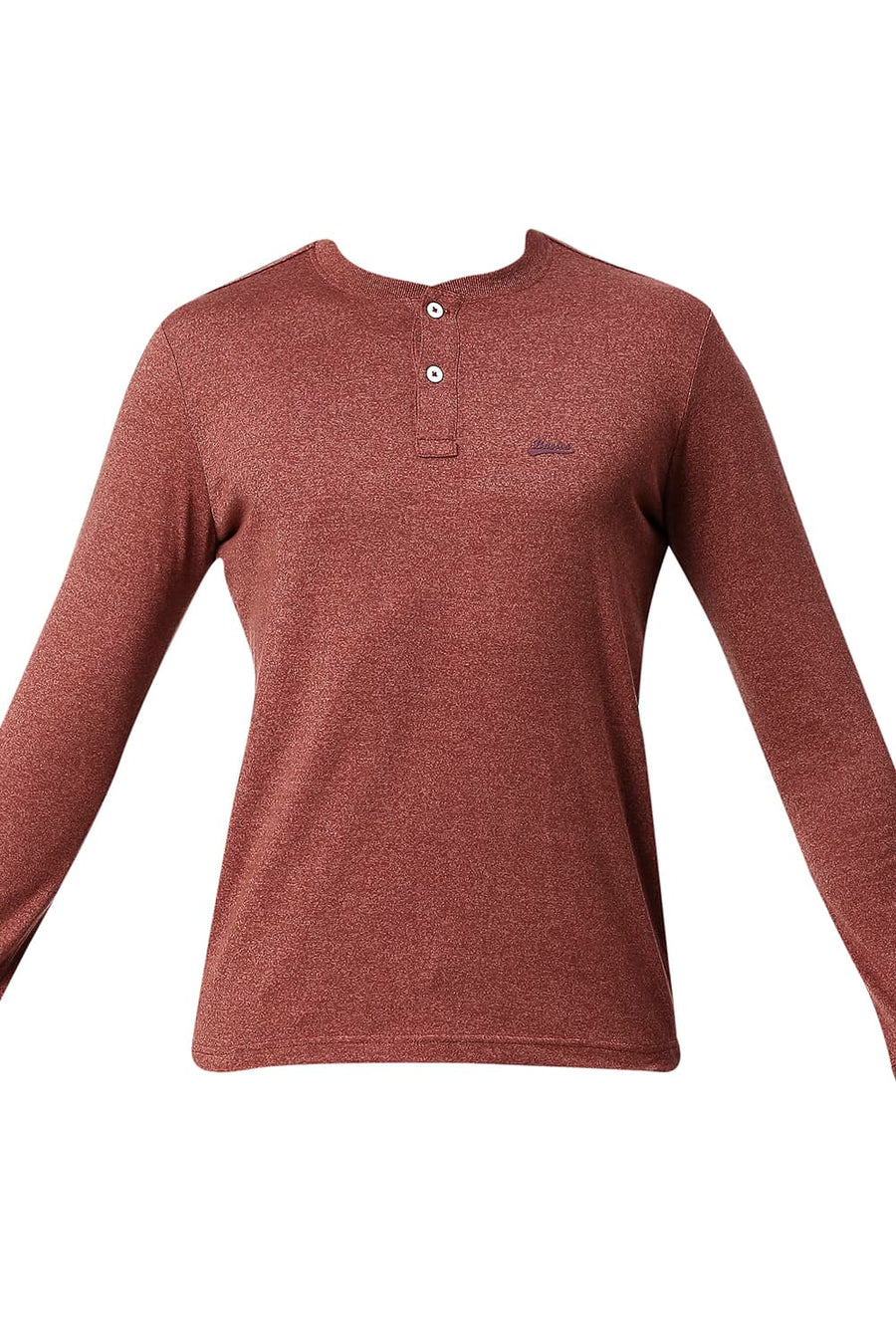 BASICS MUSCLE FIT ROSE DAWN COTTON POLYESTER HENLEY T-SHIRT