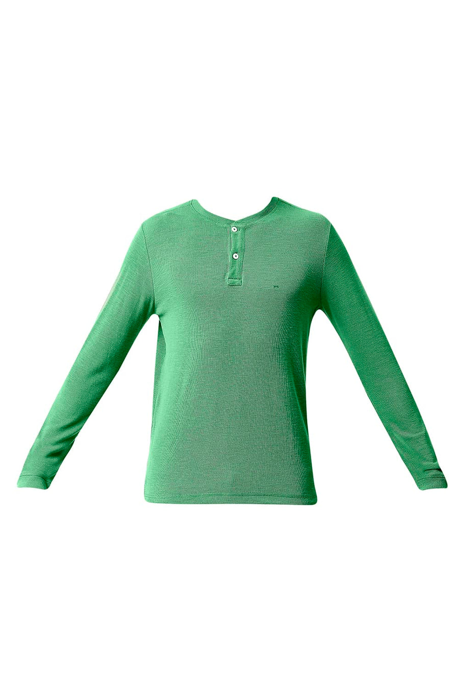 BASICS MUSCLE FIT SHALE GREEN COTTON POLYESTER HENLEY T-SHIRT