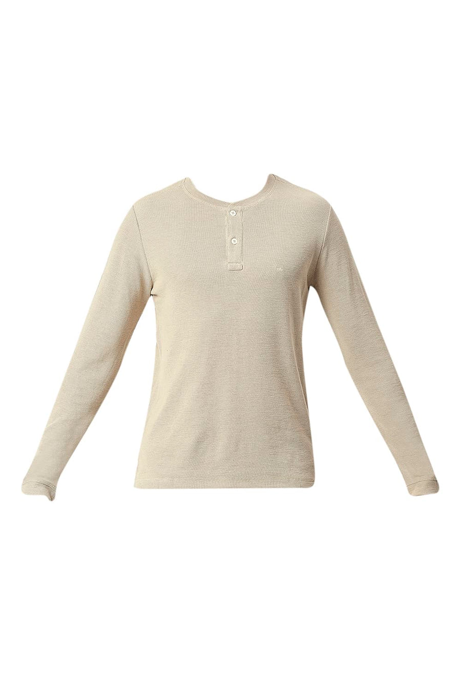 BASICS MUSCLE FIT BIRCH COTTON POLYESTER HENLEY T-SHIRT