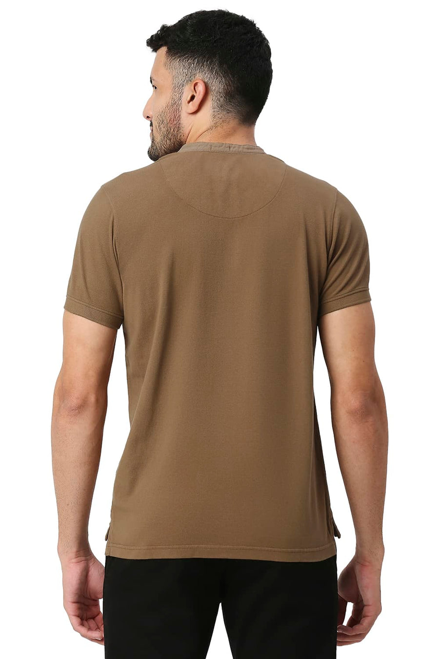 BASICS MUSCLE FIT CHOCOLATE MALT COTTON POLO T-SHIRT