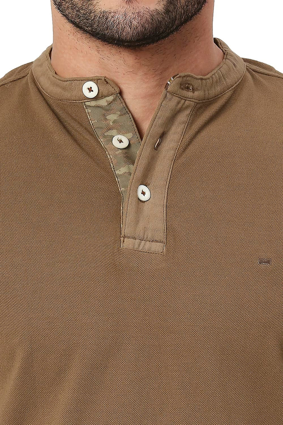 BASICS MUSCLE FIT CHOCOLATE MALT COTTON POLO T-SHIRT