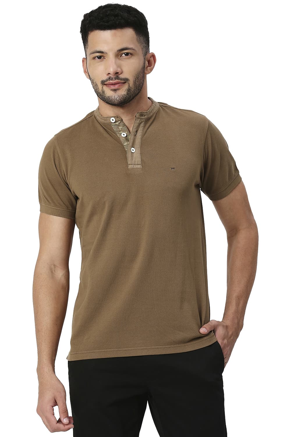 BASICS MUSCLE FIT COTTON POLO T-SHIRT