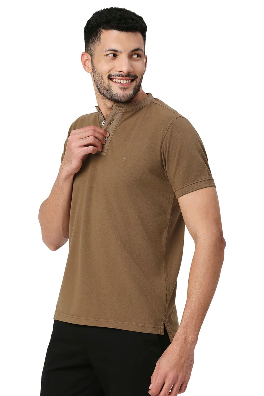 BASICS MUSCLE FIT CHOCOLATE MALT COTTON POLO T-SHIRT