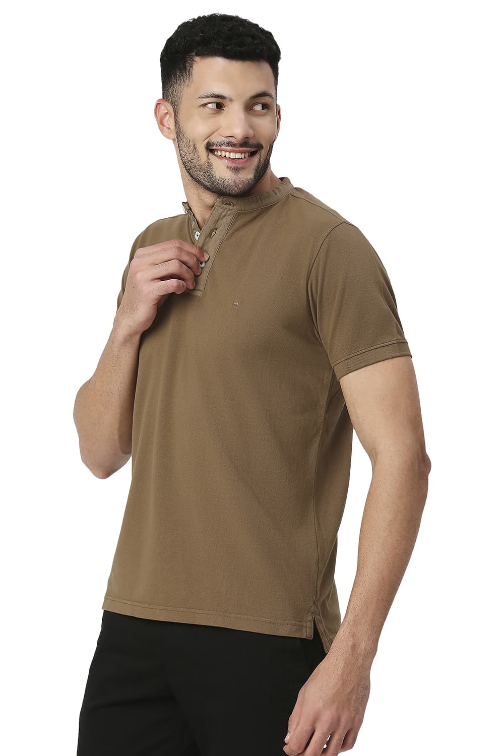 BASICS MUSCLE FIT COTTON POLO T-SHIRT