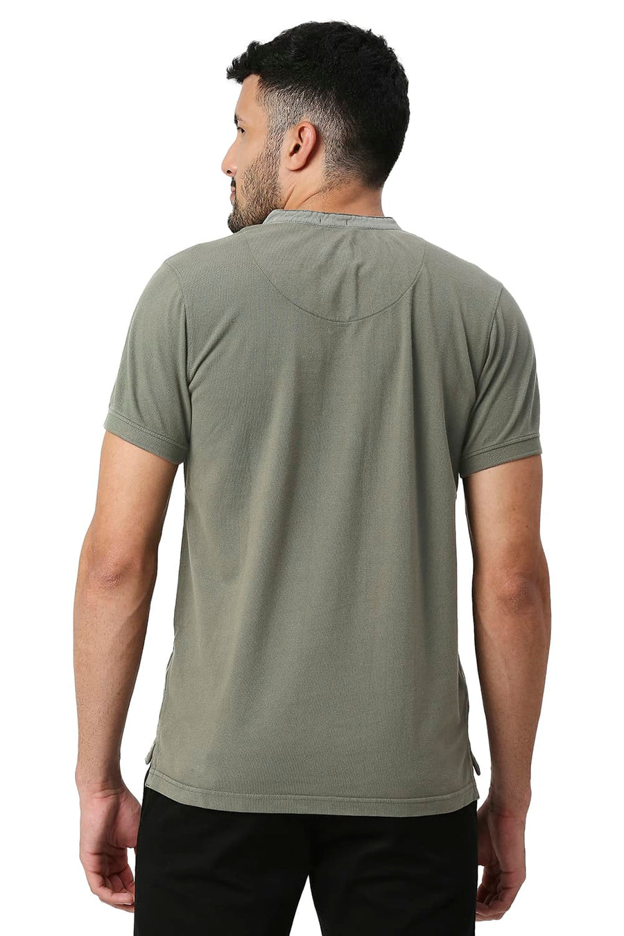 BASICS MUSCLE FIT SMOKEY OLIVE COTTON POLO T-SHIRT