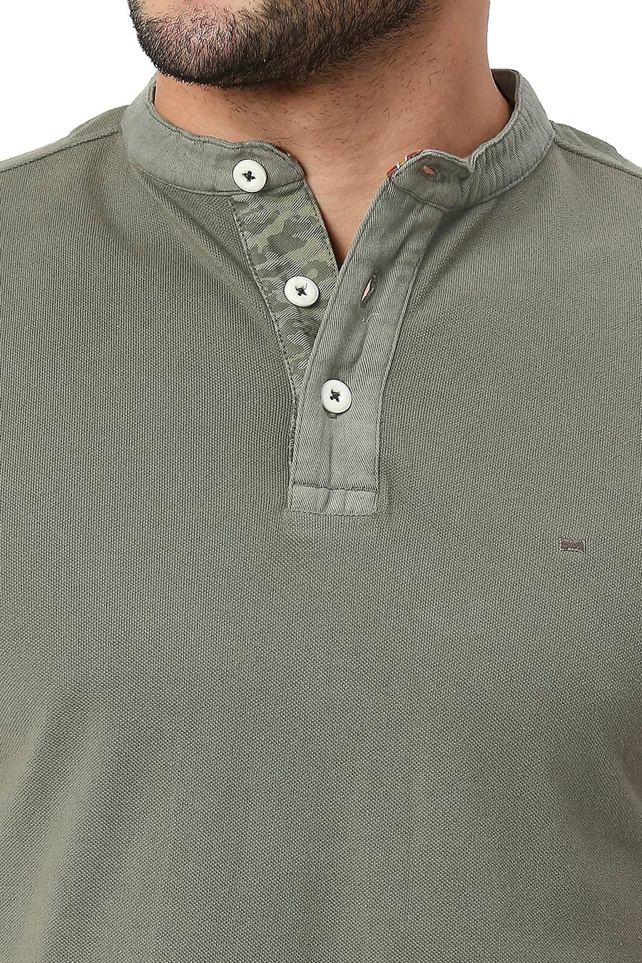 BASICS MUSCLE FIT SMOKEY OLIVE COTTON POLO T-SHIRT