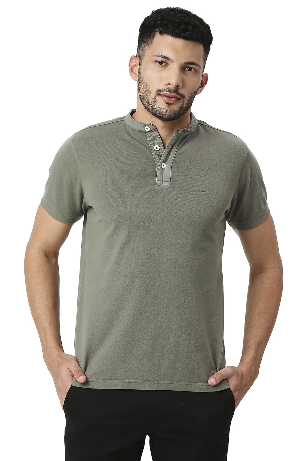 BASICS MUSCLE FIT COTTON POLO T-SHIRT