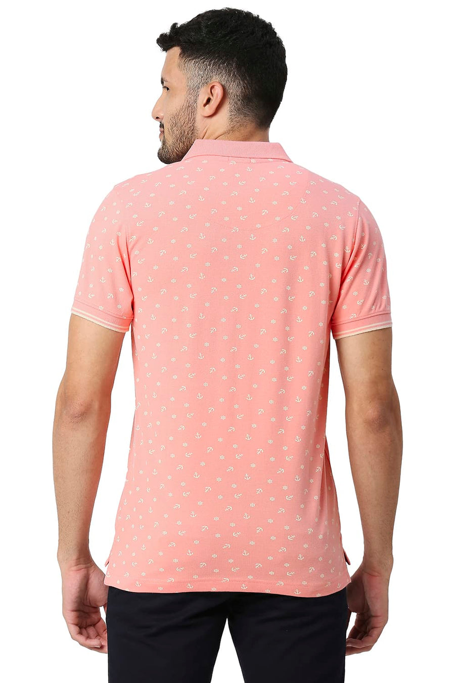 BASICS MUSCLE FIT PEACHES N CREAM COTTON POLO T-SHIRT
