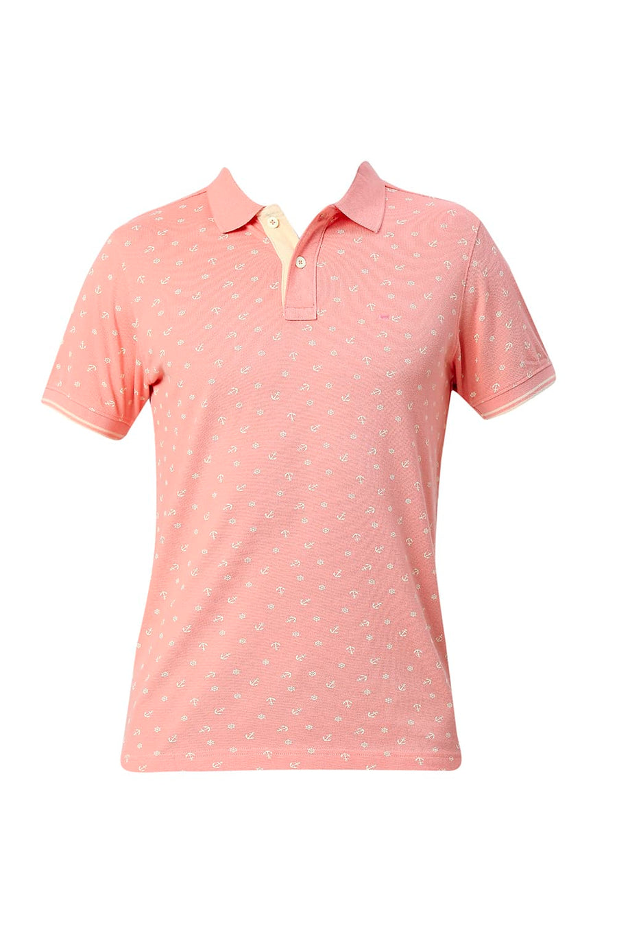 BASICS MUSCLE FIT PEACHES N CREAM COTTON POLO T-SHIRT