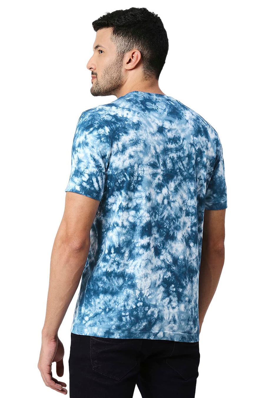 BASICS MUSCLE FIT BLUE WING TEAL COTTON CREW T-SHIRT