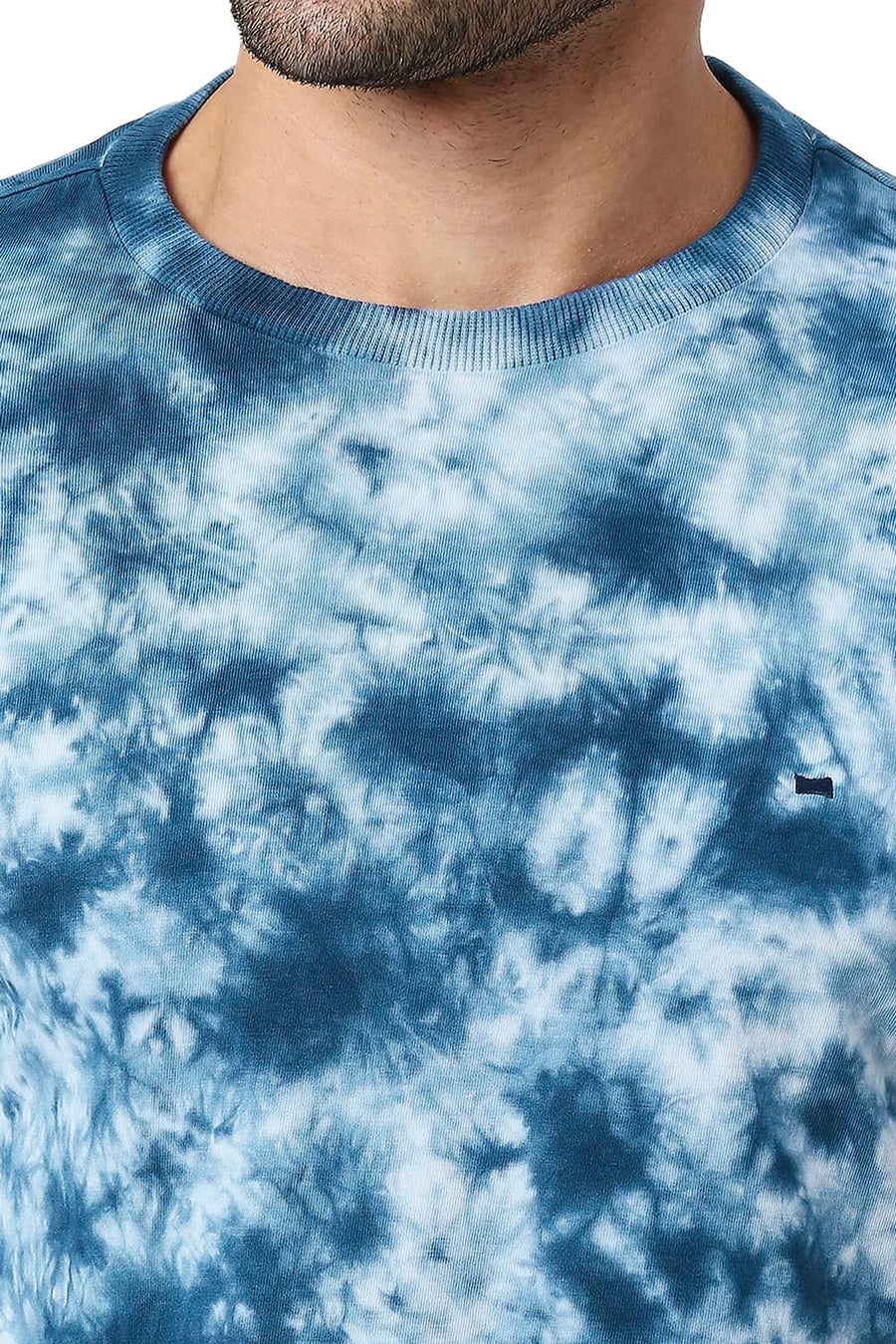 BASICS MUSCLE FIT BLUE WING TEAL COTTON CREW T-SHIRT