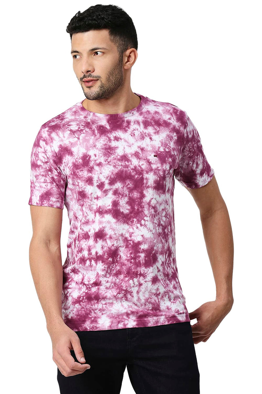 BASICS MUSCLE FIT AMARANTH COTTON CREW T-SHIRT