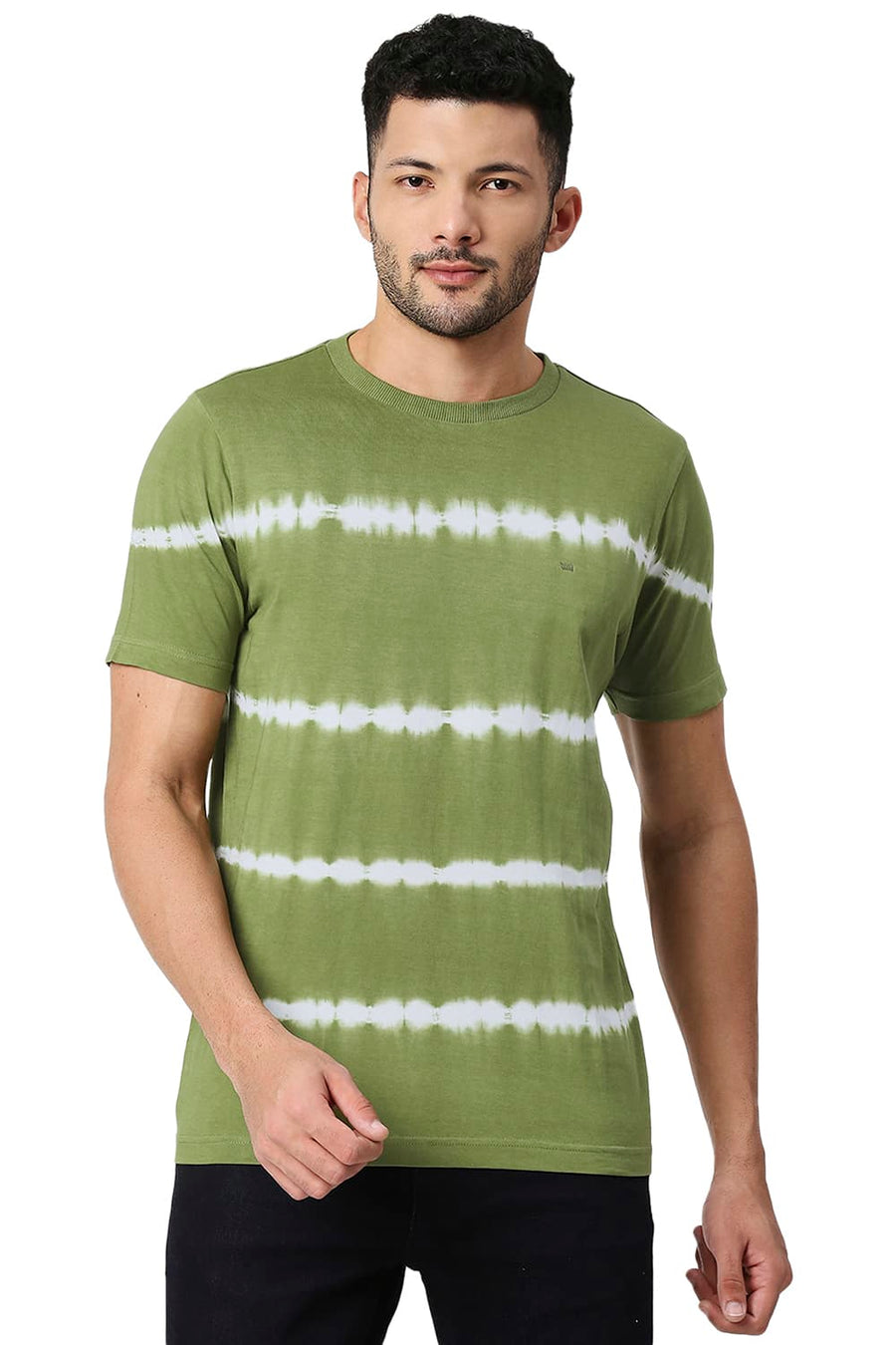 BASICS MUSCLE FIT MOSSTONE COTTON CREW T-SHIRT