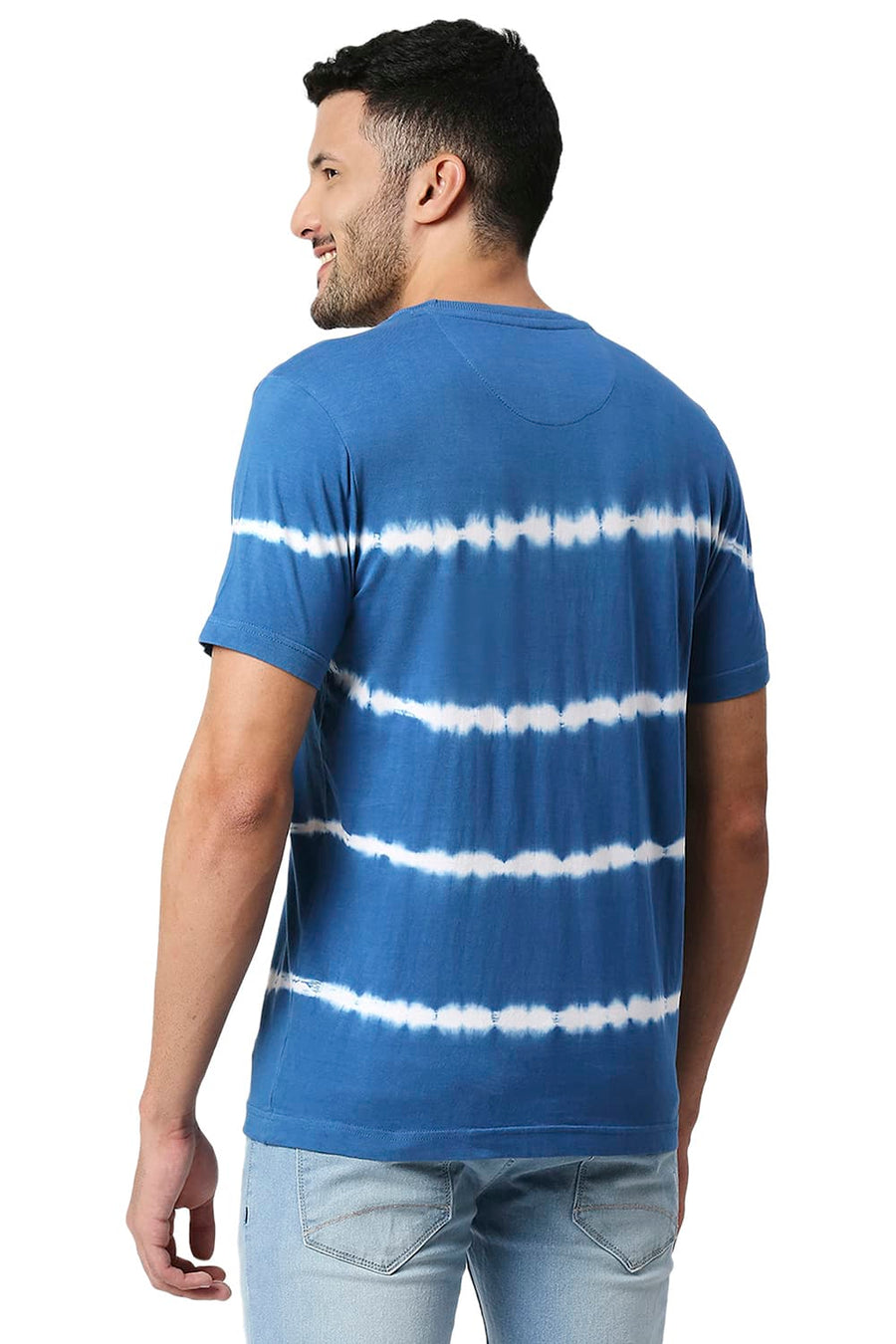 BASICS MUSCLE FIT AEGEAN BLUE COTTON CREW T-SHIRT