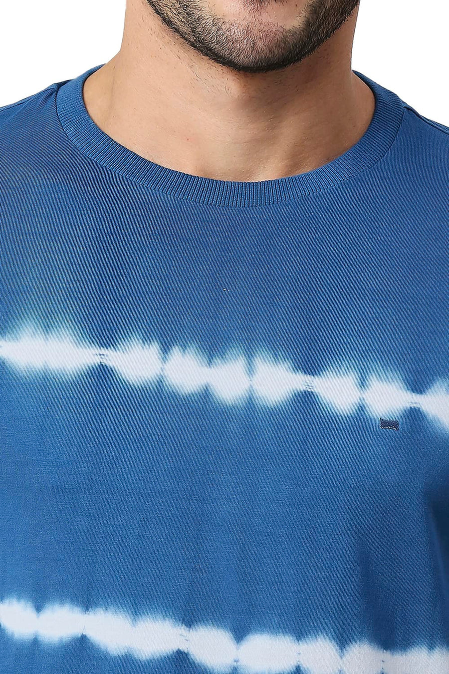 BASICS MUSCLE FIT AEGEAN BLUE COTTON CREW T-SHIRT