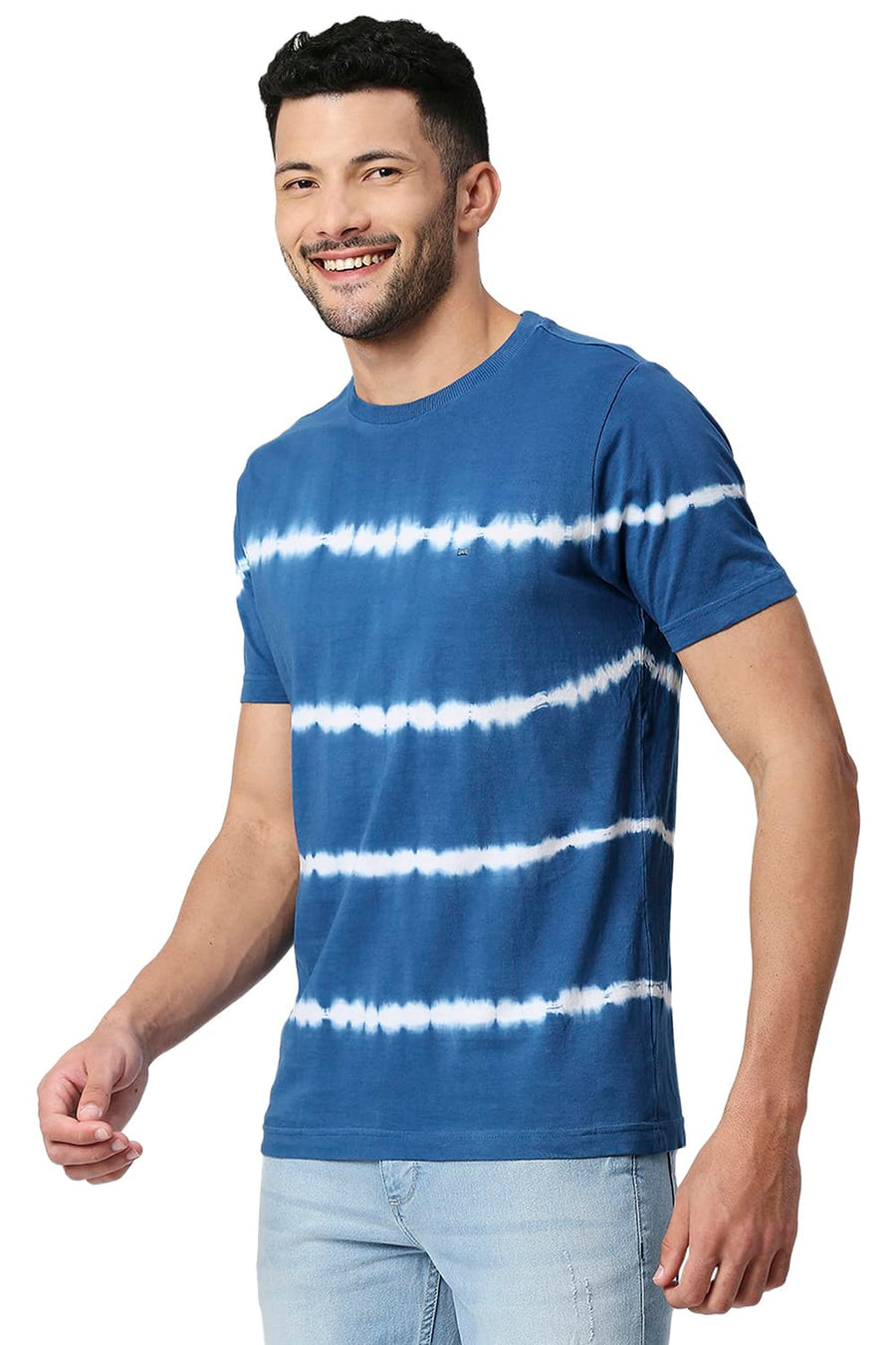 BASICS MUSCLE FIT AEGEAN BLUE COTTON CREW T-SHIRT