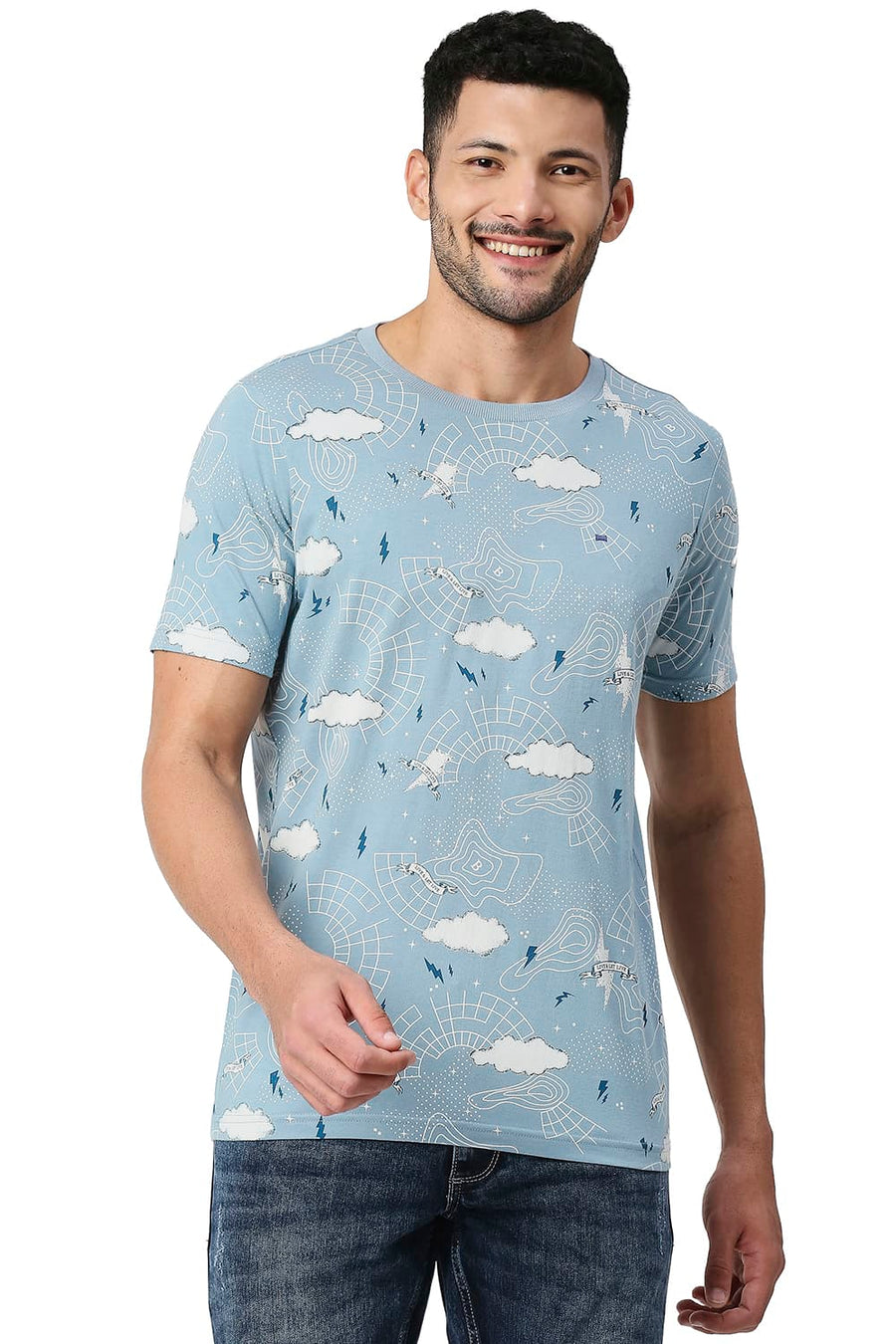 BASICS MUSCLE FIT ARONA COTTON VISCOSE CREW T-SHIRT