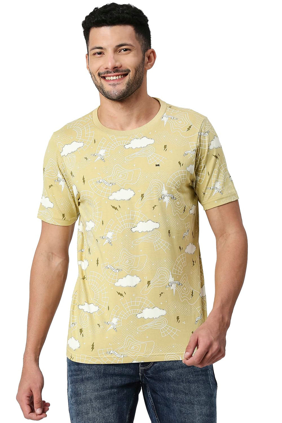 BASICS MUSCLE FIT SILVER FERN COTTON VISCOSE CREW T-SHIRT