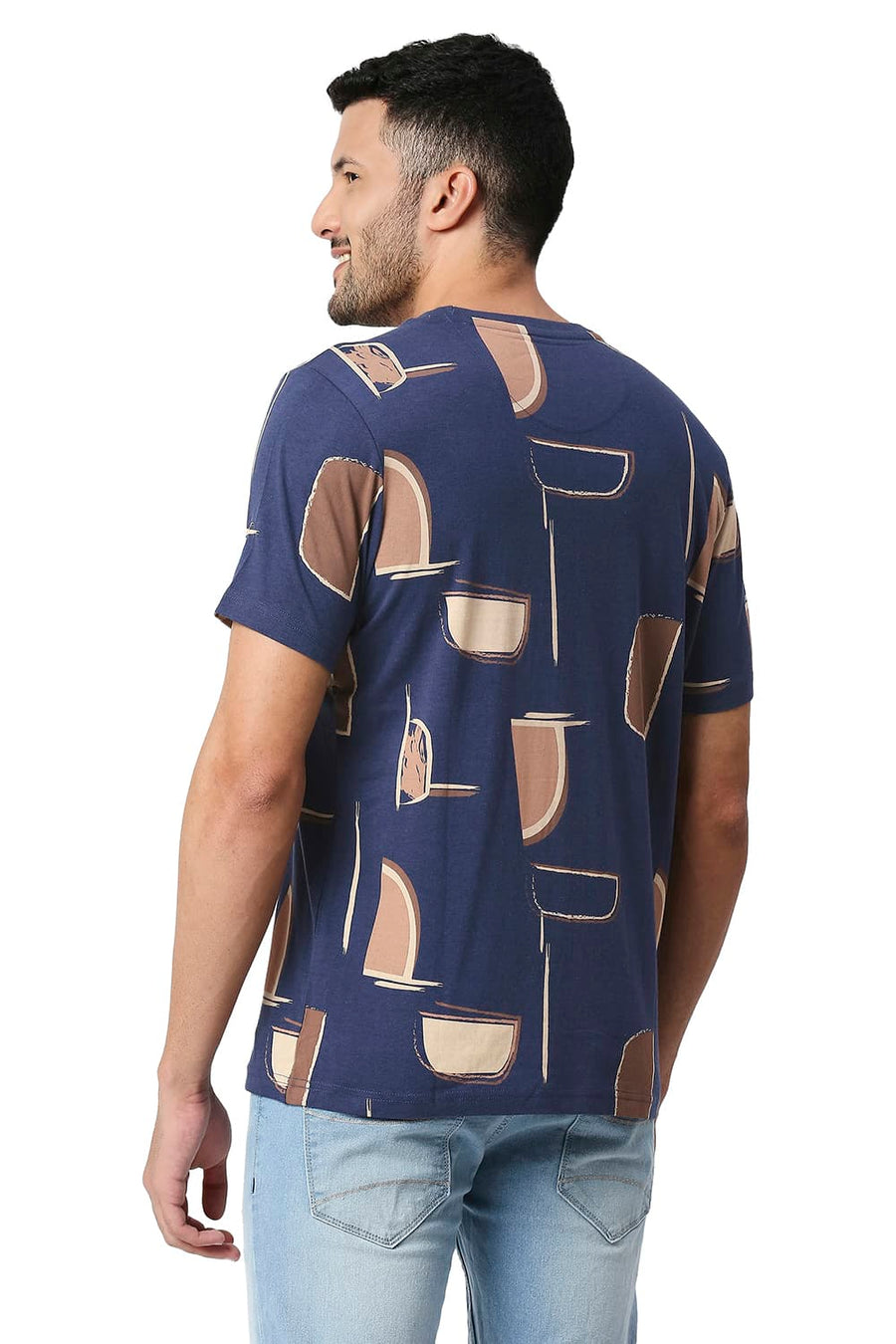 BASICS MUSCLE FIT INSIGIA BLUE COTTON CREW T-SHIRT