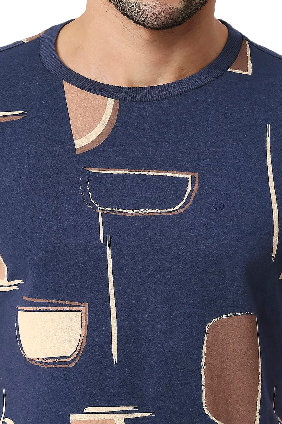 BASICS MUSCLE FIT INSIGIA BLUE COTTON CREW T-SHIRT