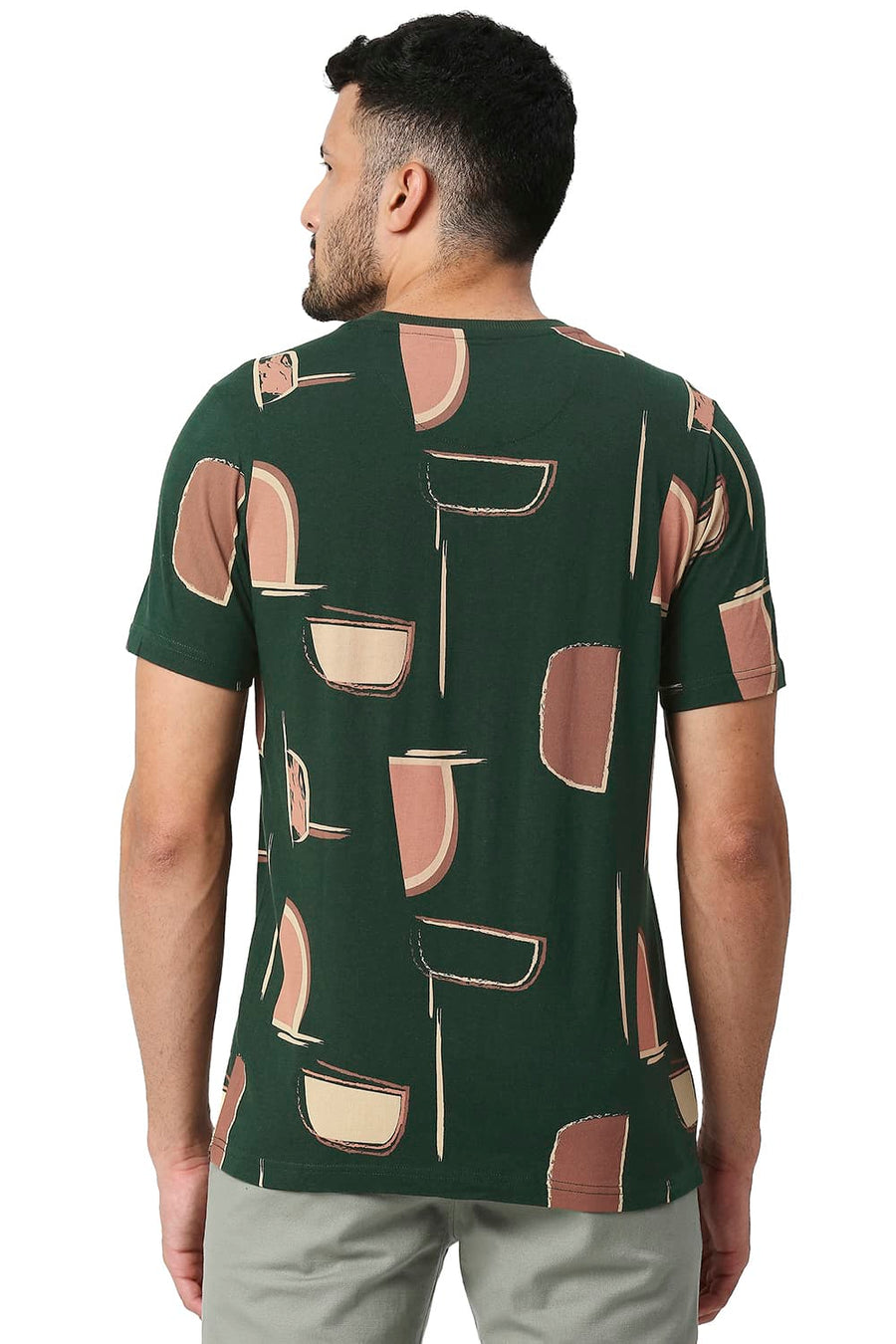 BASICS MUSCLE FIT UNI GREEN COTTON CREW T-SHIRT