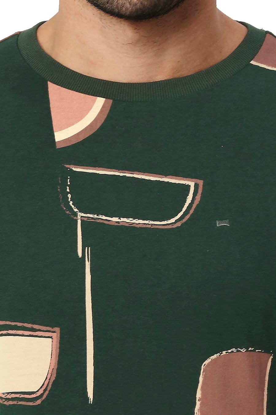 BASICS MUSCLE FIT UNI GREEN COTTON CREW T-SHIRT