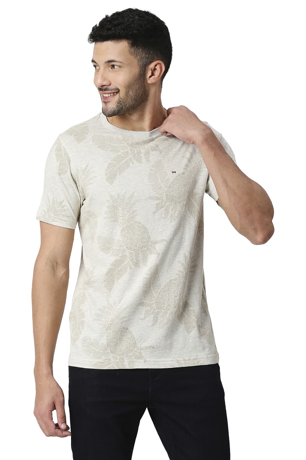 BASICS MUSCLE FIT COTTON POLYESTER CREW T-SHIRT