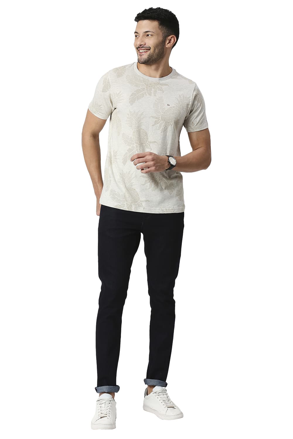 BASICS MUSCLE FIT COTTON POLYESTER CREW T-SHIRT