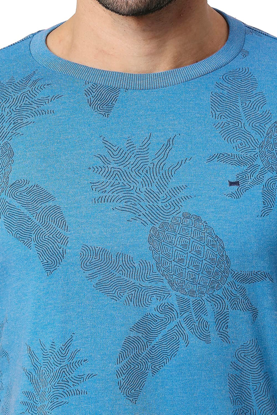 BASICS MUSCLE FIT MYKONOS COTTON POLYESTER CREW T-SHIRT