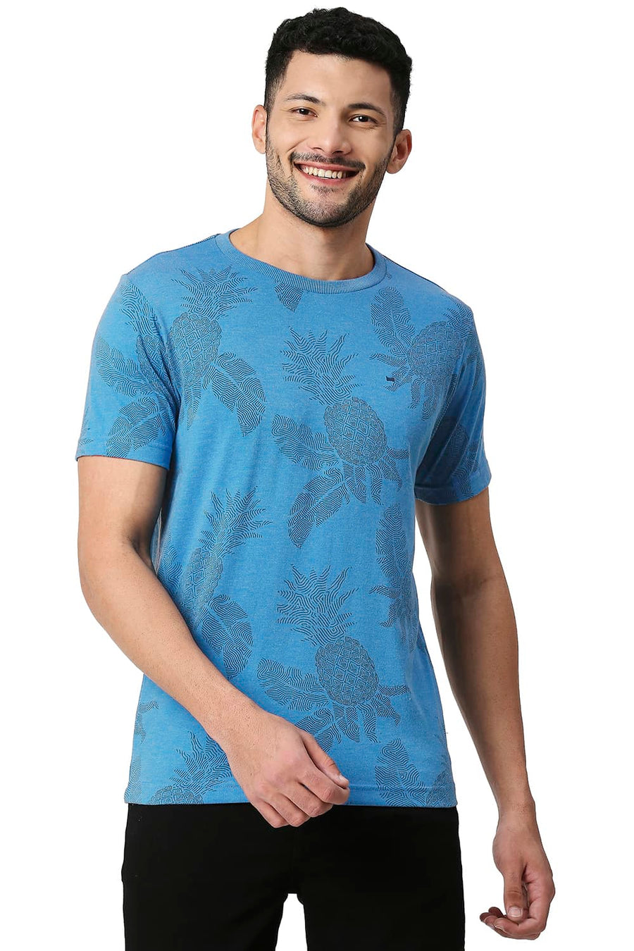 BASICS MUSCLE FIT MYKONOS COTTON POLYESTER CREW T-SHIRT