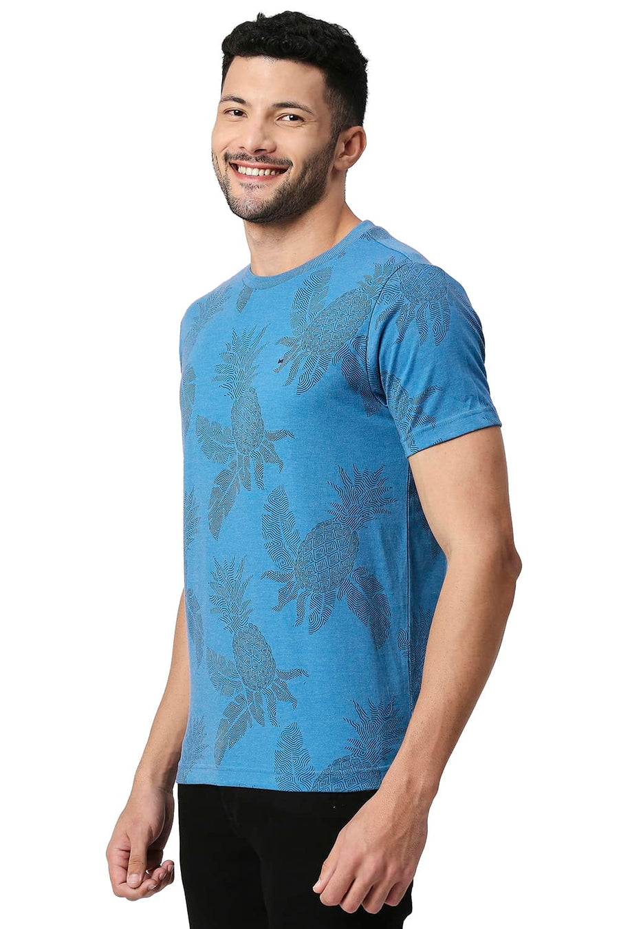 BASICS MUSCLE FIT MYKONOS COTTON POLYESTER CREW T-SHIRT