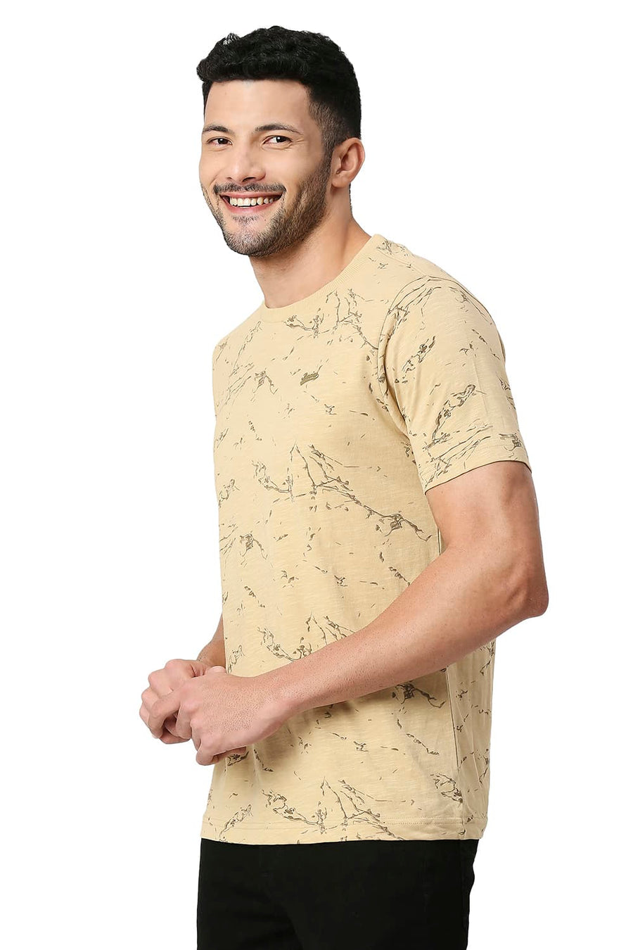 BASICS MUSCLE FIT CROISSANT COTTON CREW T-SHIRT