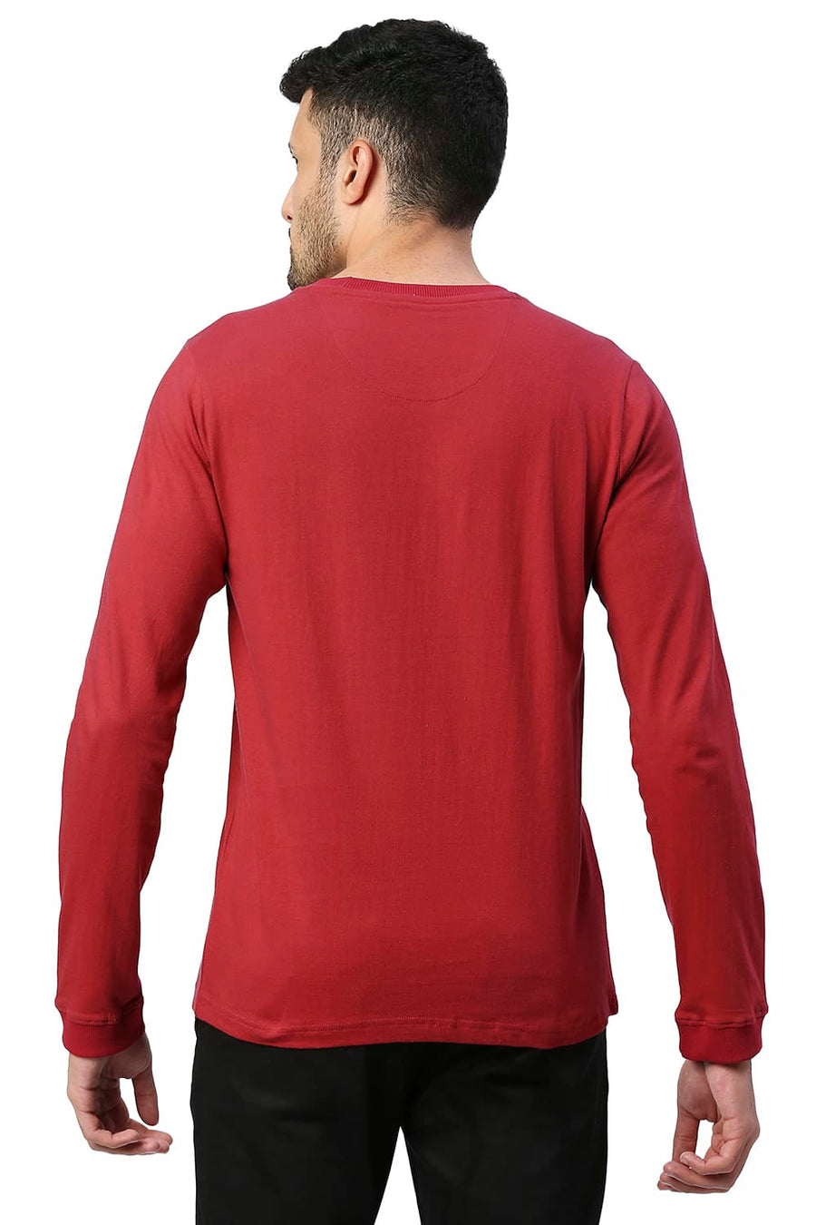 BASICS MUSCLE FIT EQUESTRIAN RED COTTON CREW T-SHIRT