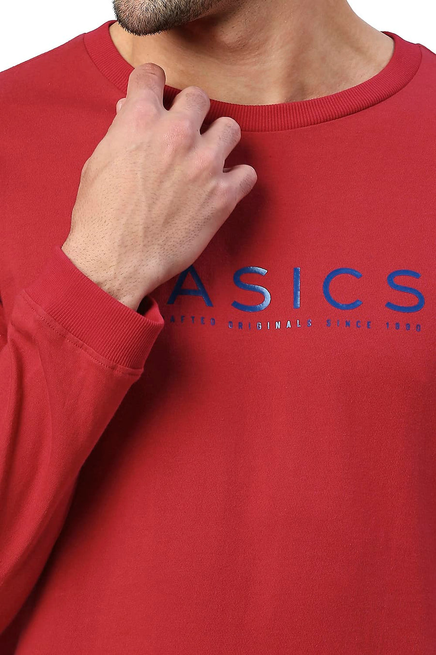 BASICS MUSCLE FIT EQUESTRIAN RED COTTON CREW T-SHIRT