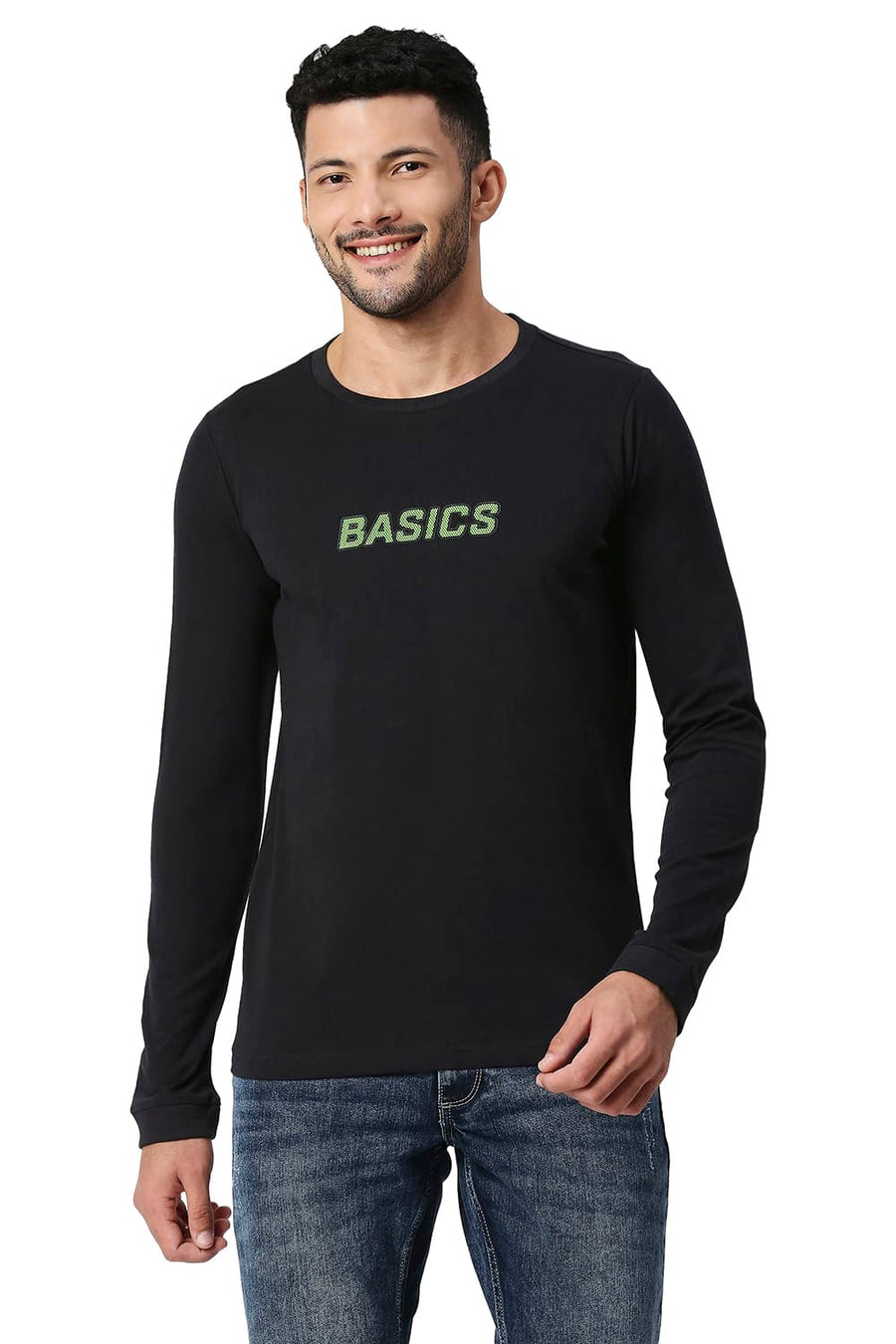 BASICS MUSCLE FIT METEORITE COTTON CREW T-SHIRT